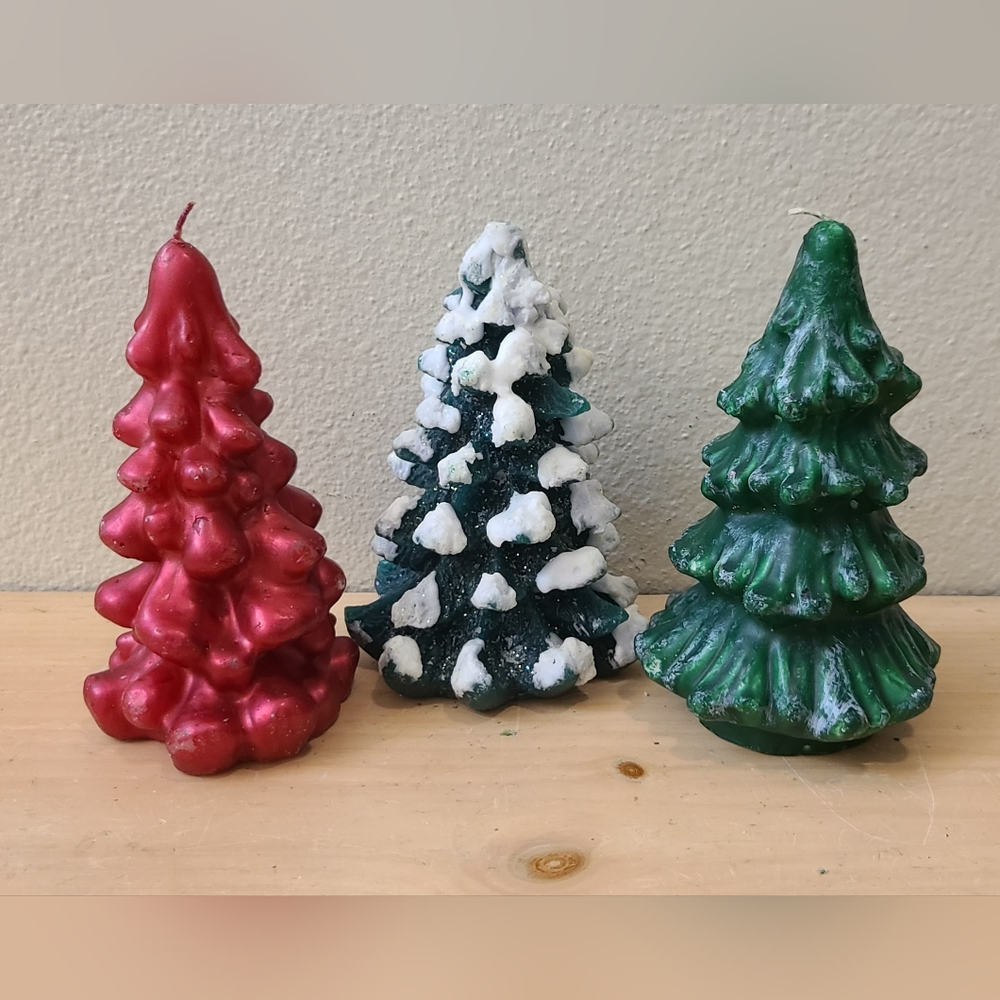 3 Vintage Christmas Tree Candles